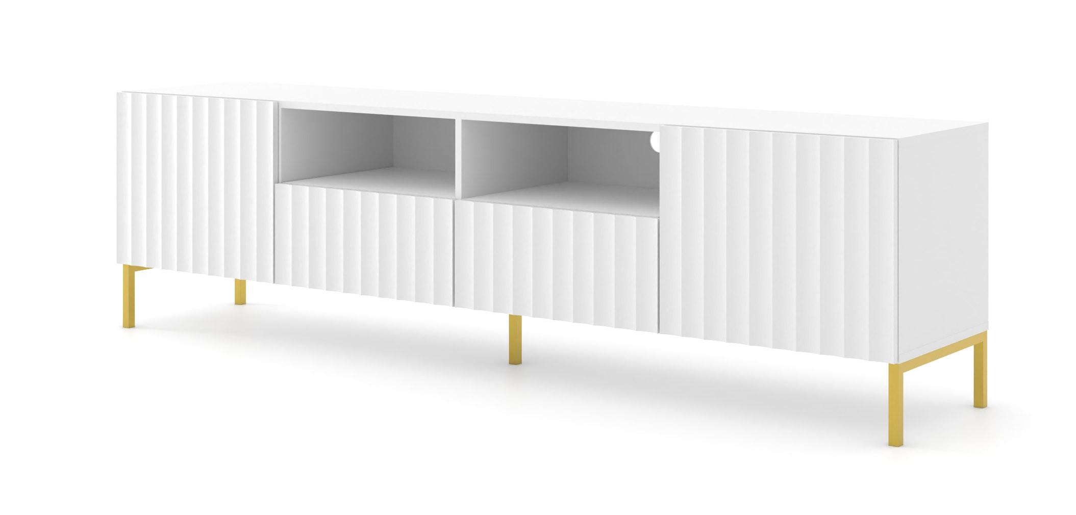 TV LOWBOARD Weiß, Gold 200/56/42 - Weiß, Holzwerkstoff (200/56/42cm) - RAUMHIRSCH FURNITURE