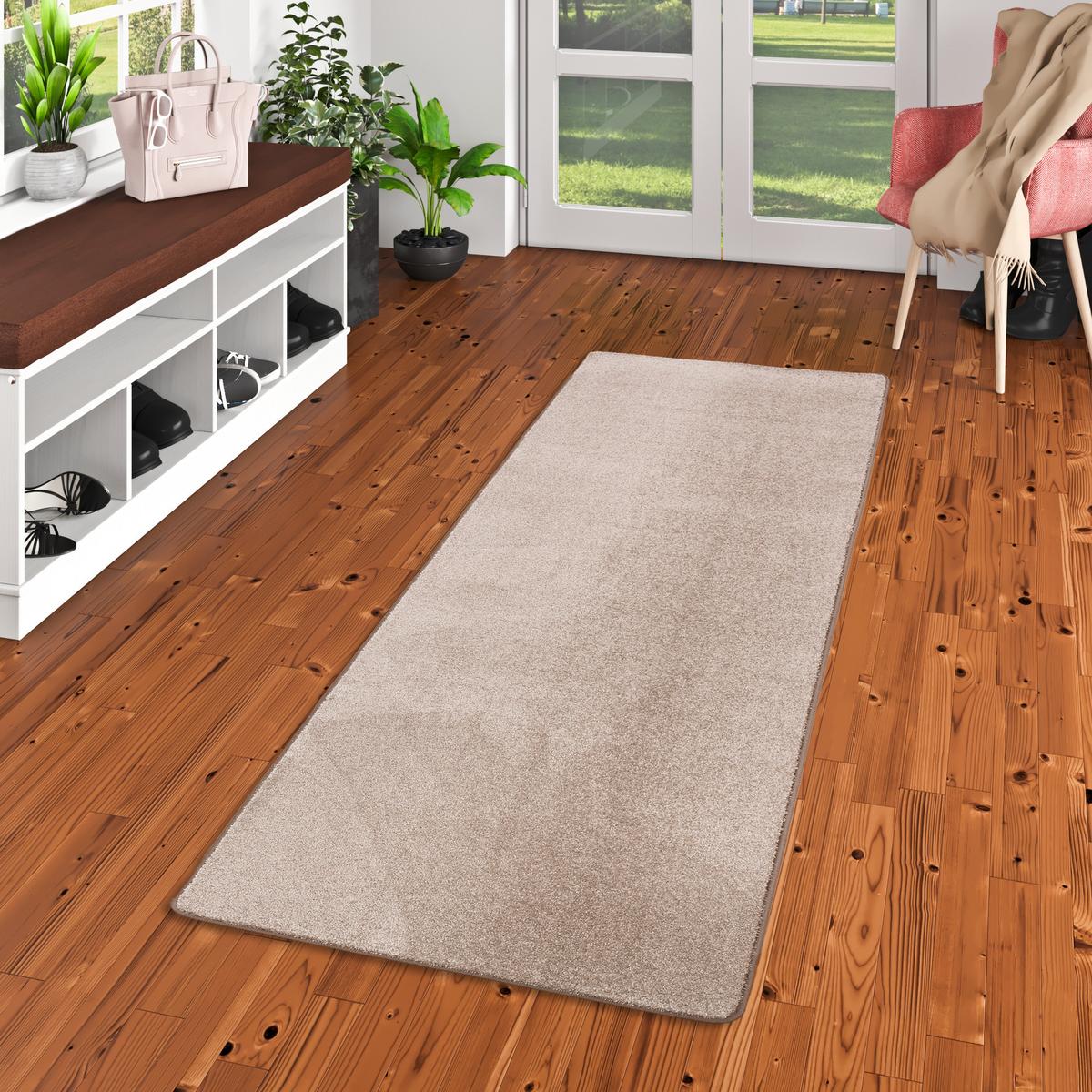 HOCHFLOR VELOURS LÄUFER TEPPICH LUNA - Taupe, Textil (80/320cm) - Snapstyle