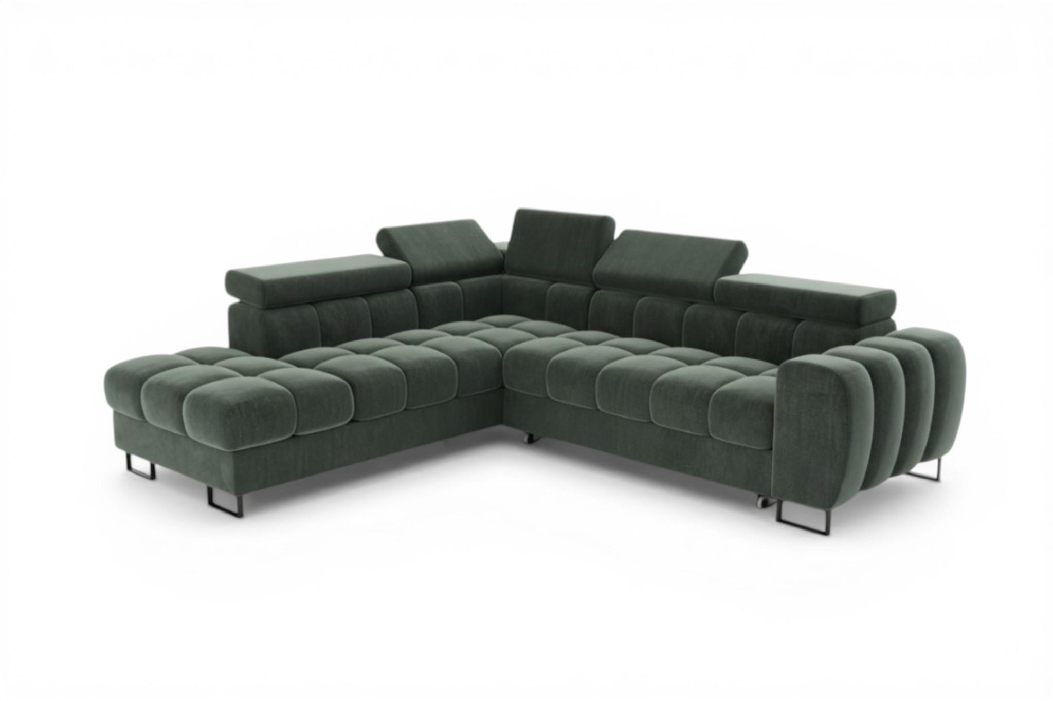 ECKSOFA Bastien Max Mit Schlaffunktion - Grün, Holzwerkstoff/Textil (225/260cm) - Fun Möbel