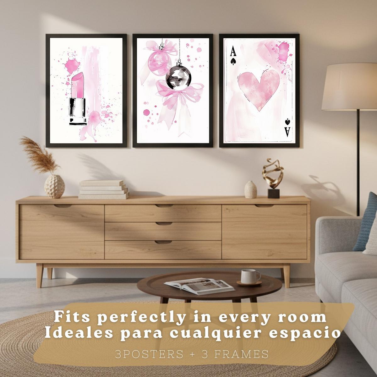 POSTER 3er Kunstdruck-Set Wandbilder Teen Style modern Wohnzimmer Deko, Schlafzimmer, Küche, Badezimmer Rahmenlos A4 - Schwarz, Papier (29.7/1/21cm) - Nacnic