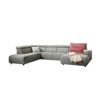 WOHNLANDSCHAFT RISO Grau Webstoff - Schwarz/Grau, Textil (331/81/240cm) - KAWOLA