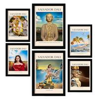POSTER Set Mit 6 Salvador Dali Sammlung A3 & A4 Schwarzer Rahmen - Schwarz, Papier (29/3cm) - Nacnic