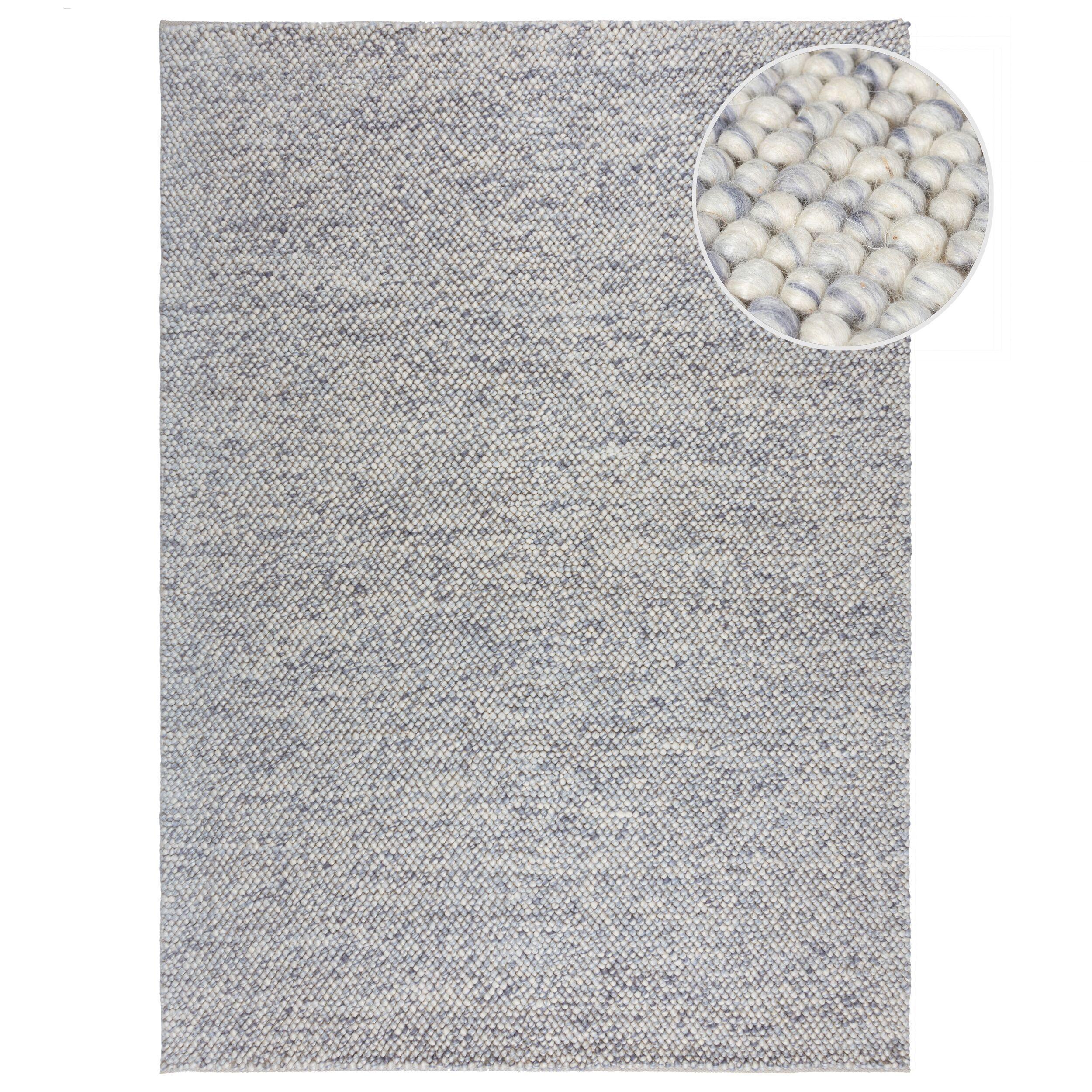 TEPPICH aus Wolle handgewebt MEDWAY in Blau, einfarbig, 80 x 150 cm - Blau, Textil (150/80cm) - KADIMA DESIGN