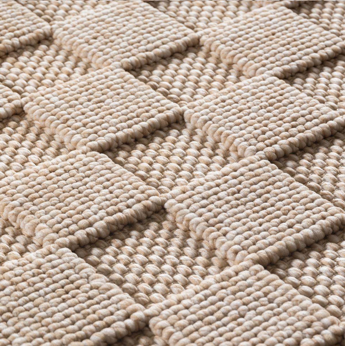 TEPPICH Flachgewebe LANGAU in Beige, mit Schachbrettmuster, 140 x 200 cm - Beige, Textil (140/200cm) - KADIMA DESIGN