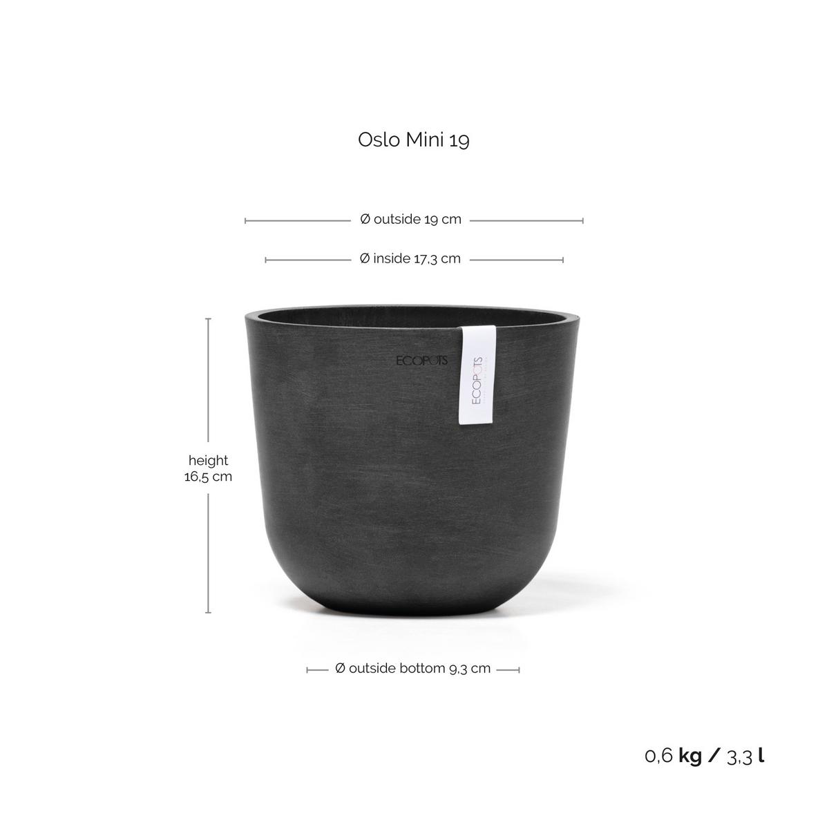 BLUMENTOPF Oslo Mini 19/16,5 cm Dunkelgrau - Dunkelgrau, Kunststoff (19/16.5cm) - Ecopots