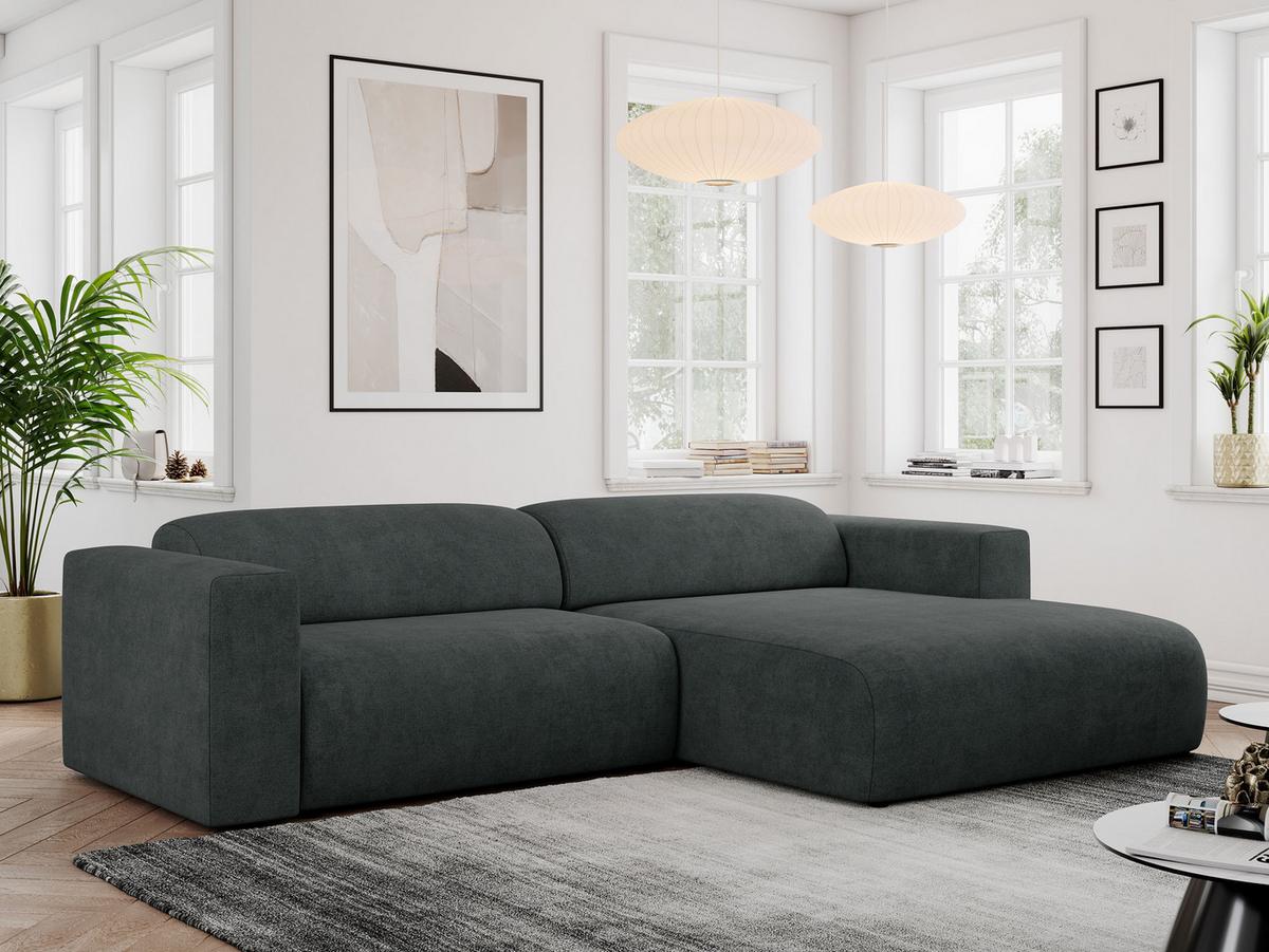 OFERTA WYCOFANA ECKSOFA PASADENA Dunkelgrau Struktur Rechts Seite - Dunkelgrau/Schwarz, Kunststoff/Textil (288/180cm) - MKS