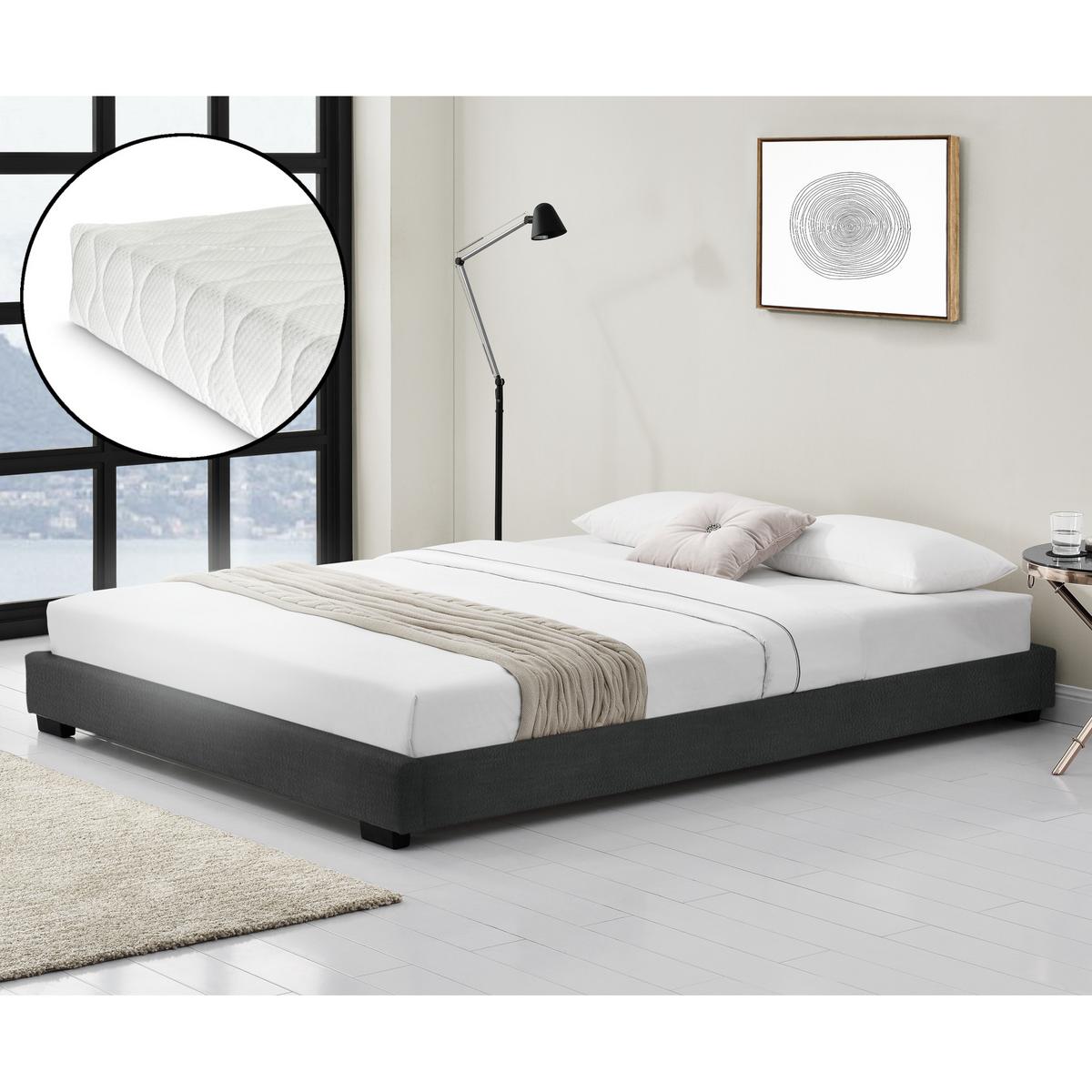 POLSTERBETT Solingen mit Matratze - Schwarz, Textil (180/200cm) - Corium