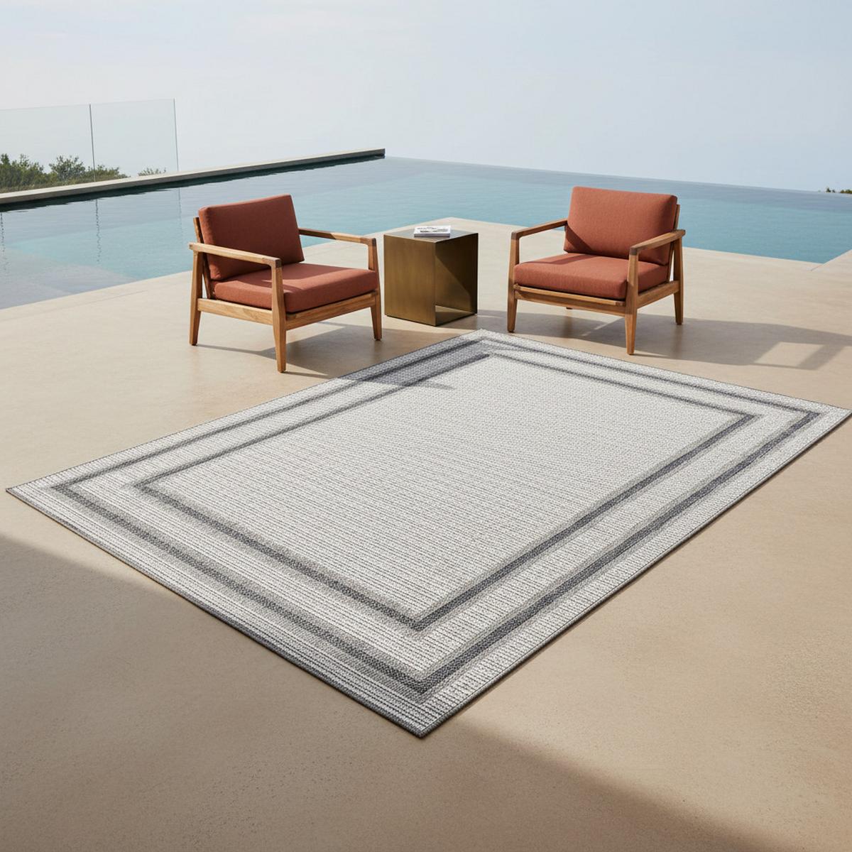 OUTDOORTEPPICH LIRIA, mit Bordüre, Creme, 60 x 100 cm - Beige, Textil (100/60cm) - KADIMA DESIGN