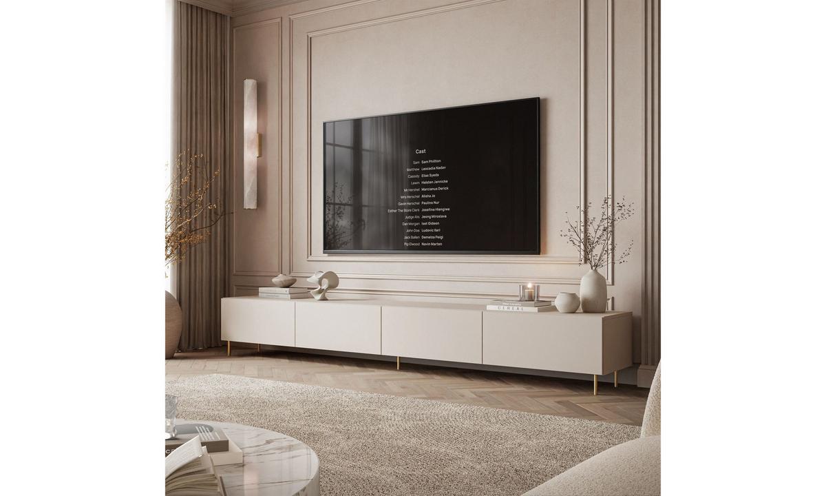TV-SCHRANK CARMEN MATT 250/40/37 cm Kaschmir gerade Beine Gold gebürstet - Kaschmir/Goldfarben, Holzwerkstoff (250/37/40cm) - Lookway