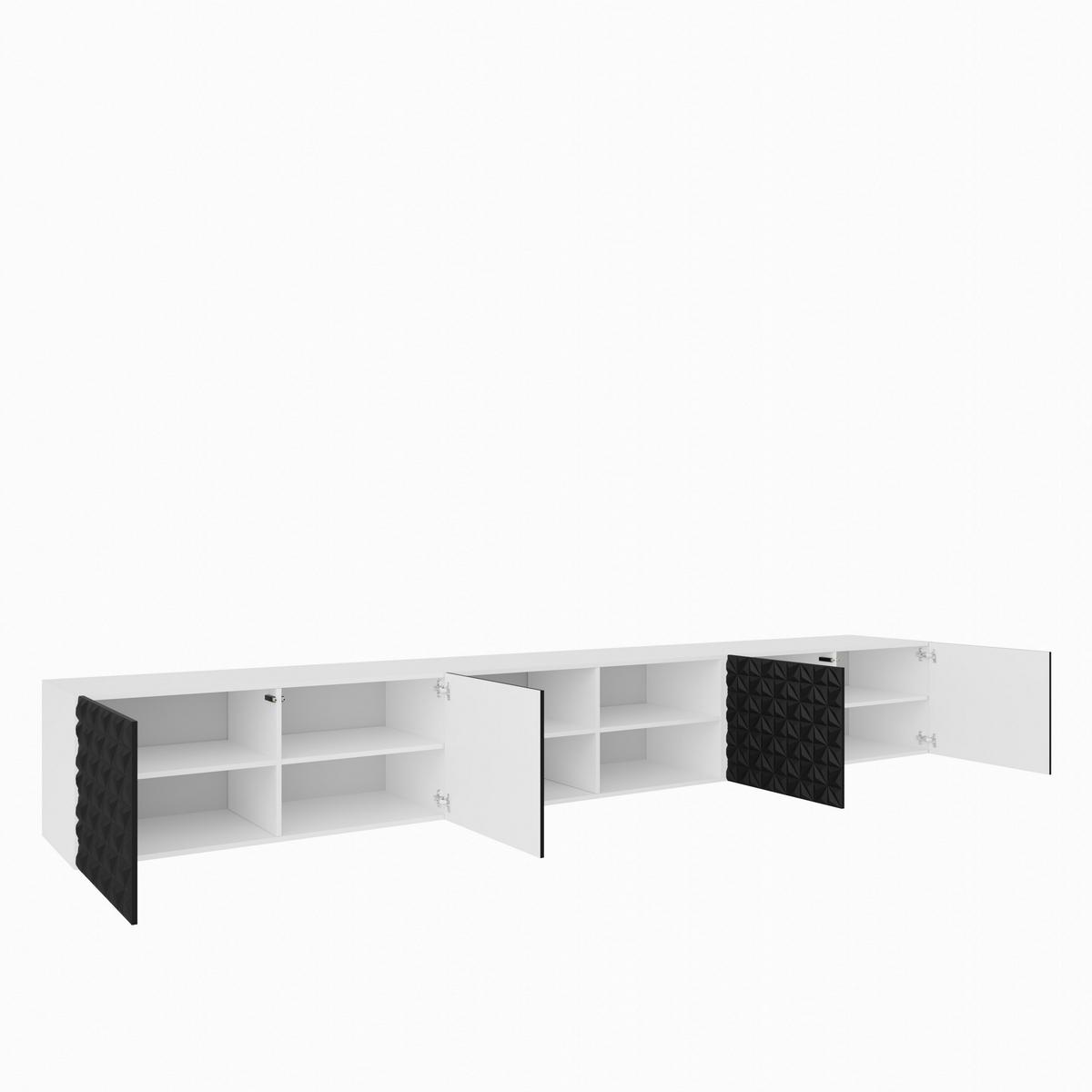 LOWBOARD ROVA 300/41/40 cm, Hängender TV-Schrank Weiß / Schwarz - Schwarz/Weiß, Holzwerkstoff (300/41/40cm) - MASSENO