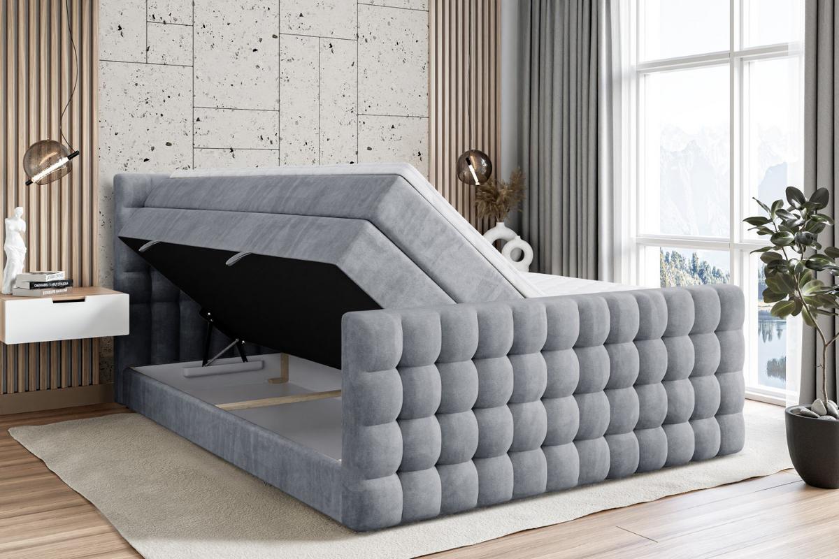 BOXSPRINGBETT VIONE-Z KING - 180 x 200 - H3/H4 - Grau - Grau, Holzwerkstoff (180/200cm) - ALTDECOR