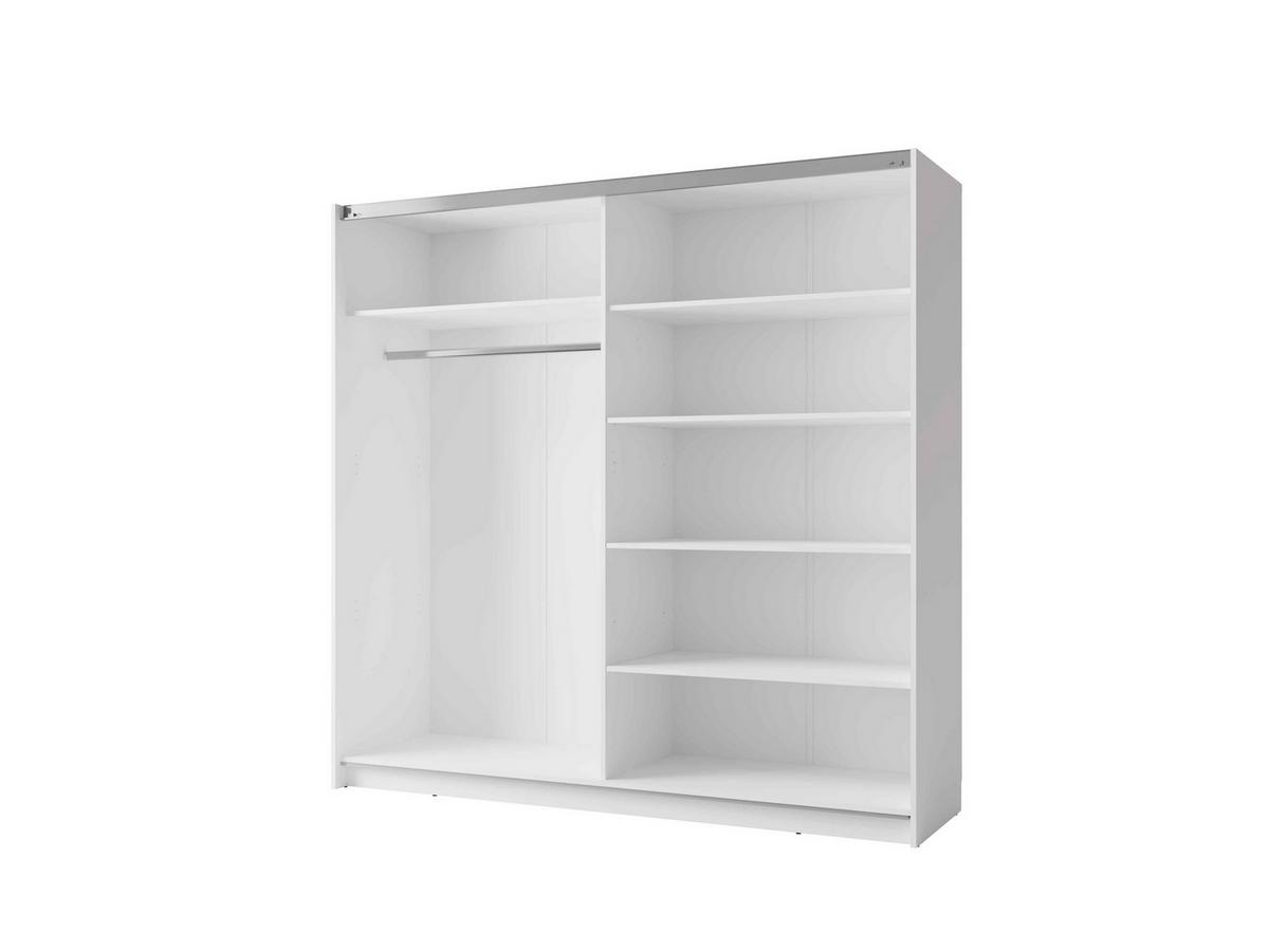 SCHWEBETÜRENSCHRANK BELDEN 150,6/207/55,3cm 2-türig mit Spiegel Weiß - Weiß, Holzwerkstoff (150.6/207/55.3cm) - MASSENO