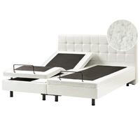 BETT verstellbar 180/200 cm Bouclé Cremeweiß Duke - Creme, Textil (180/200cm) - Beliani