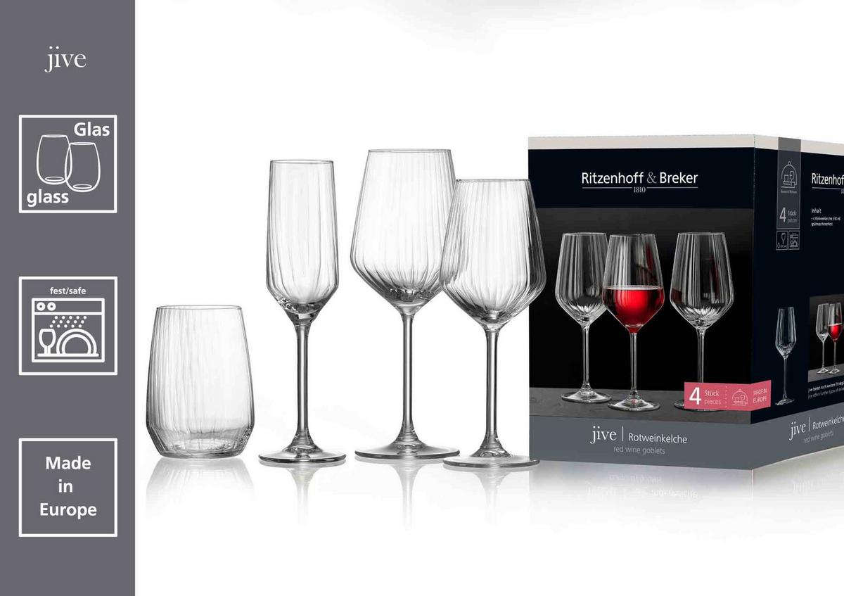 LONGDRINKGLÄSER Jive transparent 450 ml 4er Set - Transparent, Glas (0.45L) - Ritzenhoff Breker