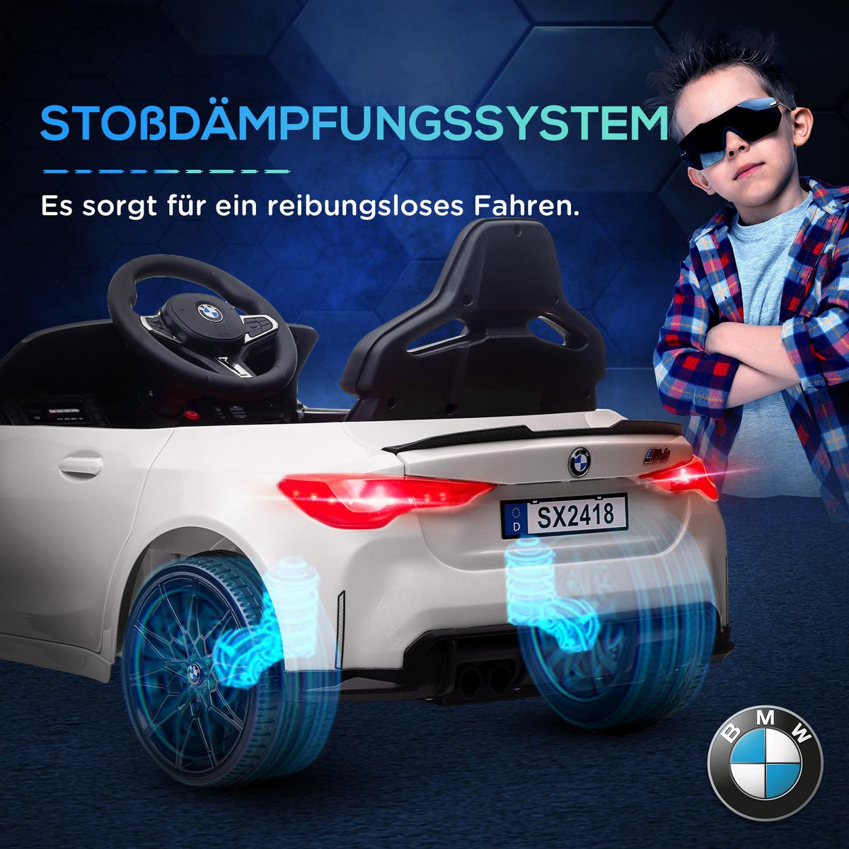 KINDER Elektroauto 12V Kinderfahrzeug mit 2,4G-Fernbedienung, 3-5 km/h, Weiß - Weiß, Metall (108/69.5/51cm) - AIYAPLAY