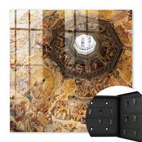 SCHLÜSSELBOX Schwarz 30x30 cm- Türöffnung nach rechts - Religiöse Fresken - Gelb, Metall (30/30/5cm) - TULUP