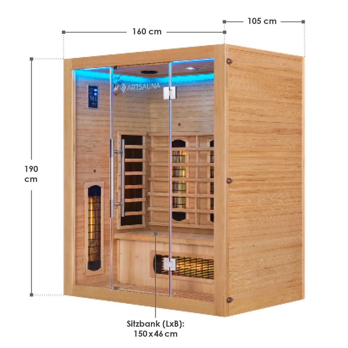 INFRAROTKABINE Kiruna160 mit Dual Technologie - Naturfarben, Holz (160/190/105cm) - Artsauna