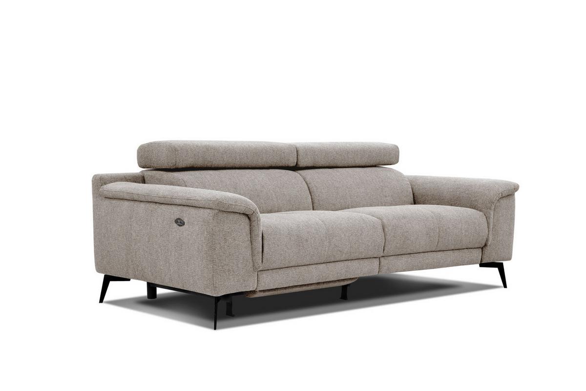 RELAXSOFA FIERO 3-Sitzer mit 1 Relaxfunktion, taupe - Taupe/Schwarz, Holzwerkstoff/Textil (212/82/103cm) - Wozimo