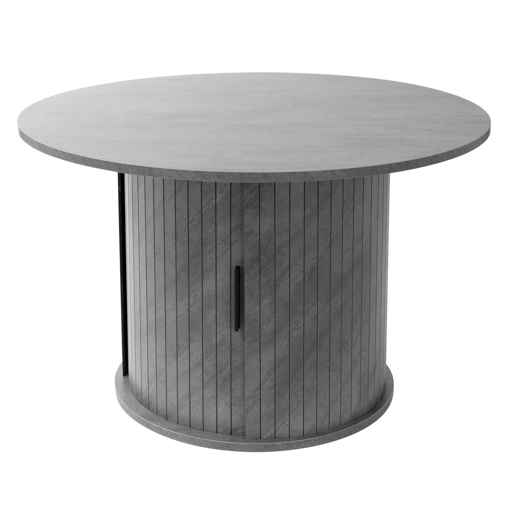 COUCHTISCH mit Schiebetür und Stauraum rund Ø80x50 cm Beton-Optik Grau - Grau, Holz (80/80/50cm) - ML-DESIGN