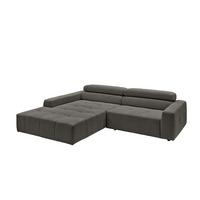 ECKSOFA MIT MOTORISCHEM SITZVORZUG RENO Anthrazit Cord Relaxfunktion - Anthrazit/Schwarz, Kunststoff/Textil (258/217cm) - KAWOLA