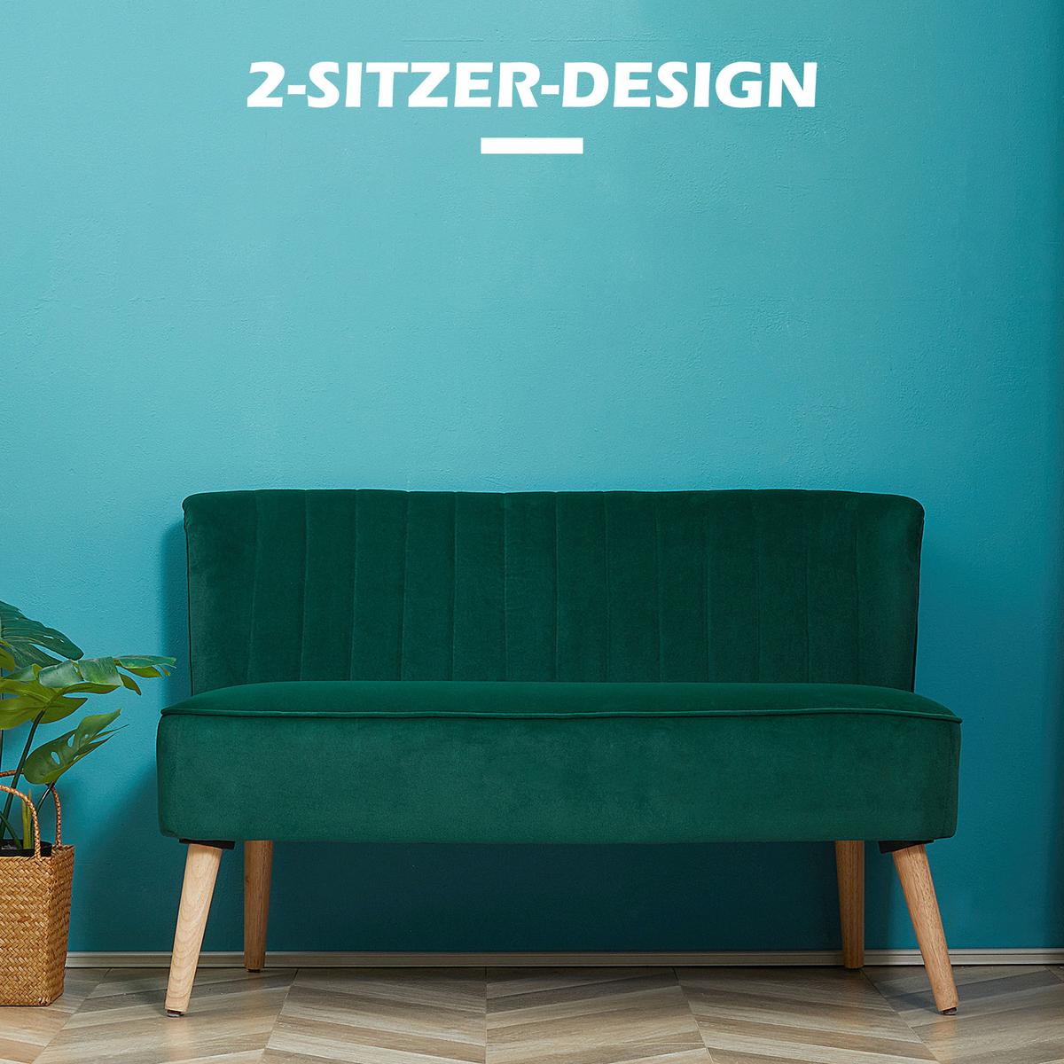 SOFA Polyester Dunkelgrün - Dunkelgrün/Dunkelblau, Holz/Textil (56.5/77/117cm) - HOMCOM