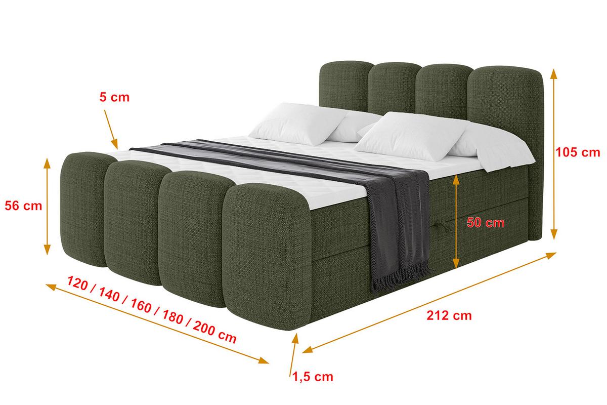 BOXBETT mit Matratze H4 und Lattenrost - NINA-Z - 140x200 cm - Grün - Grün, Holzwerkstoff (140/200cm)