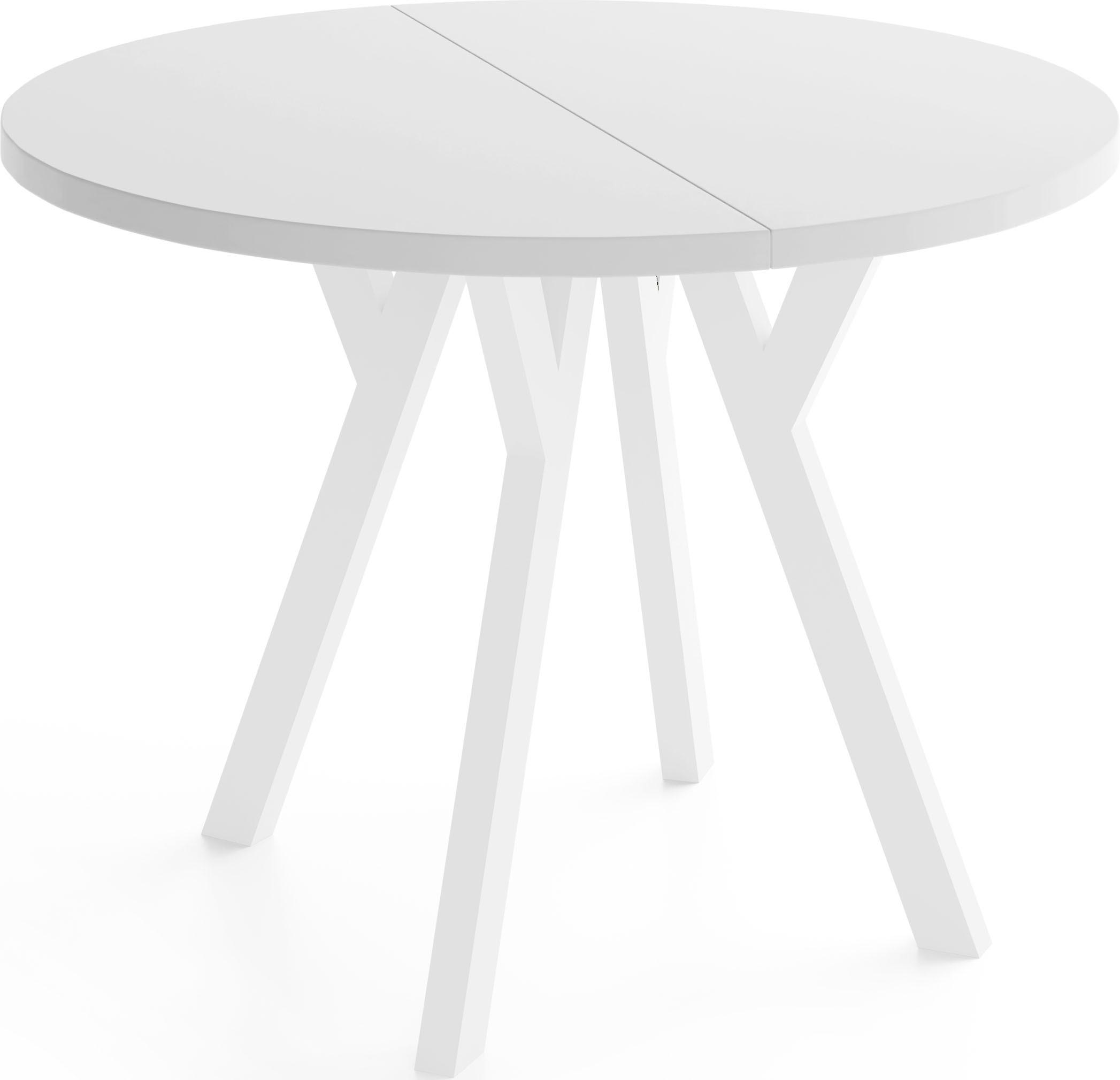 ESSTISCH Vero Weiß rund ausziehbar verlängerbar, Weiß 100-300/100/77 cm - Weiß, Holz/Holzwerkstoff (100/300/77cm) - WFL GROUP