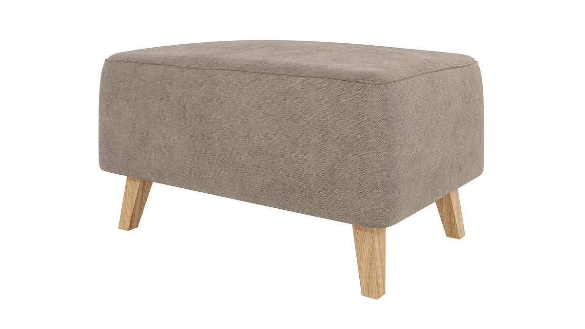 HOCKER Mario Dunkelbeige Microfaser - Beige/Naturfarben, Buchenholz/Textil (95/51/63cm) - S-Style Möbel