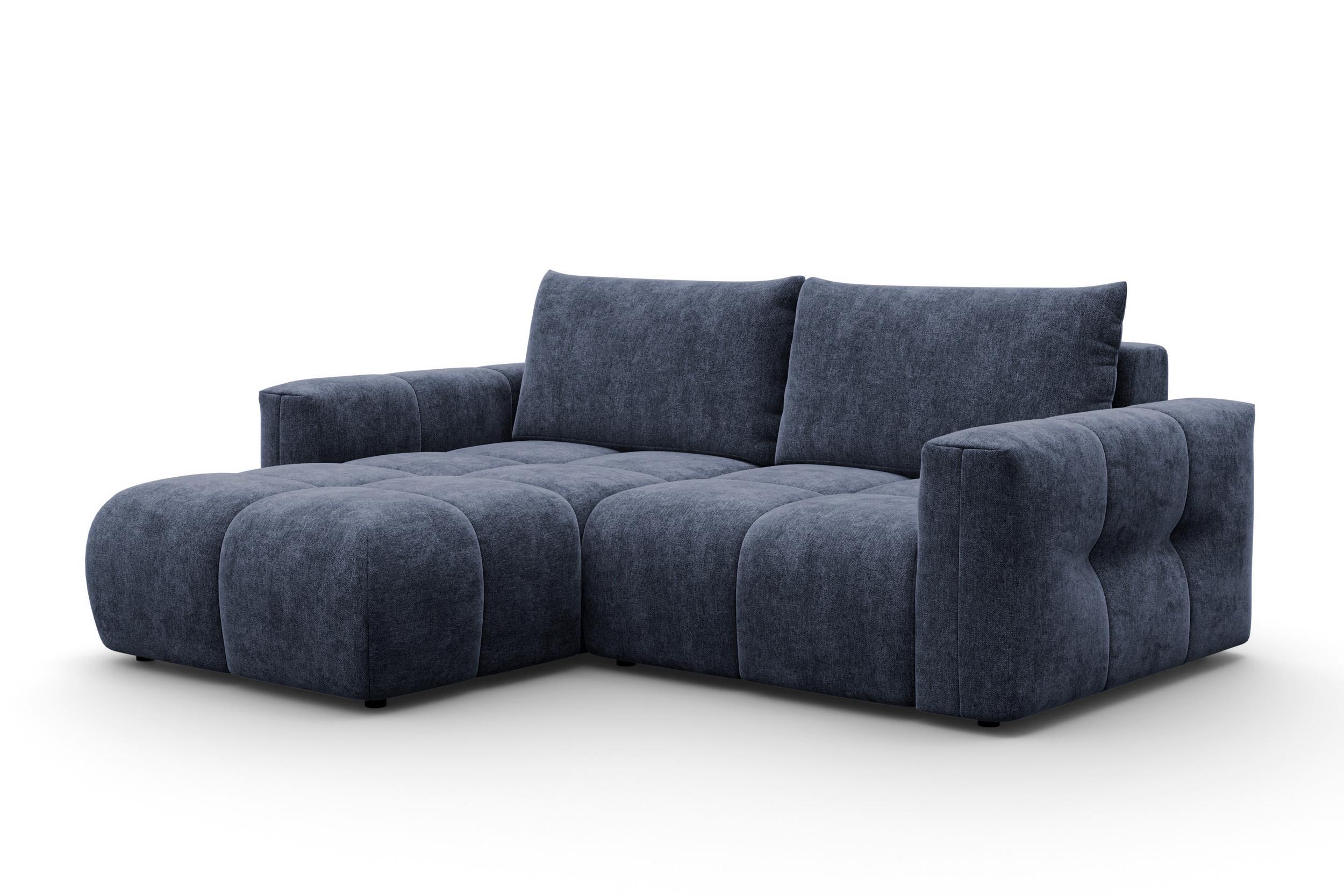 ECKSOFA VERONA 3-Sitzer links, Marineblau - Blau/Schwarz, Holz/Textil (224/173cm) - Courtois Laville