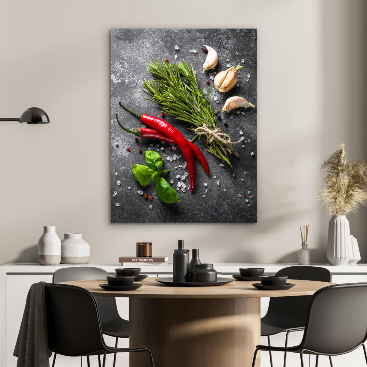METALLBILD Pfeffer - Kräuter - Gewürze - Beton 60x80 cm - Dunkelgrau, Metall (60/80cm) - MuchoWow