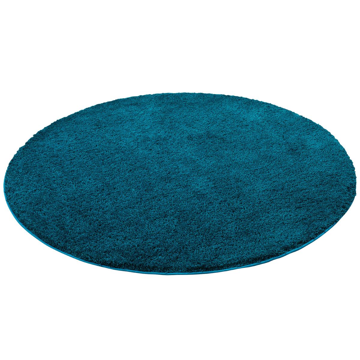 HOCHFLOR SHAGGY TEPPICH PALACE RUND - Petrol, Textil (133/133cm) - Snapstyle