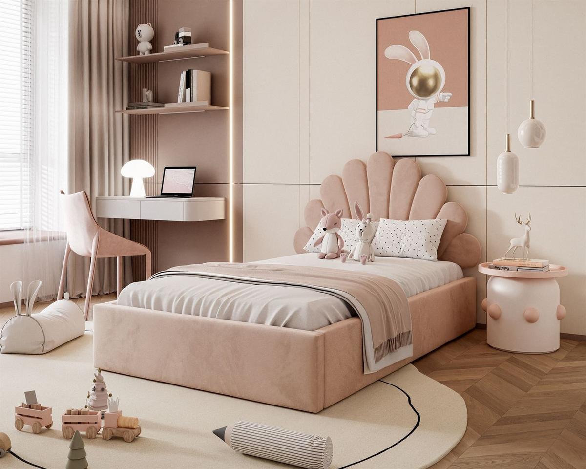 POLSTERBETT ASHLEY mit Bettkasten 180x200 cm, Stoff: Magic Velvet 2253 - Rosa, Textil - Lookway