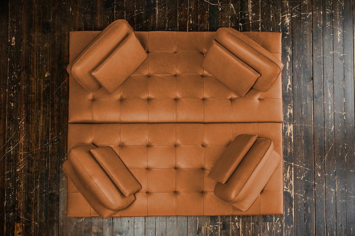 MODULSOFA WIOLO Braun Leder - Silberfarben/Braun, Leder/Metall (350/83/240cm) - KAWOLA