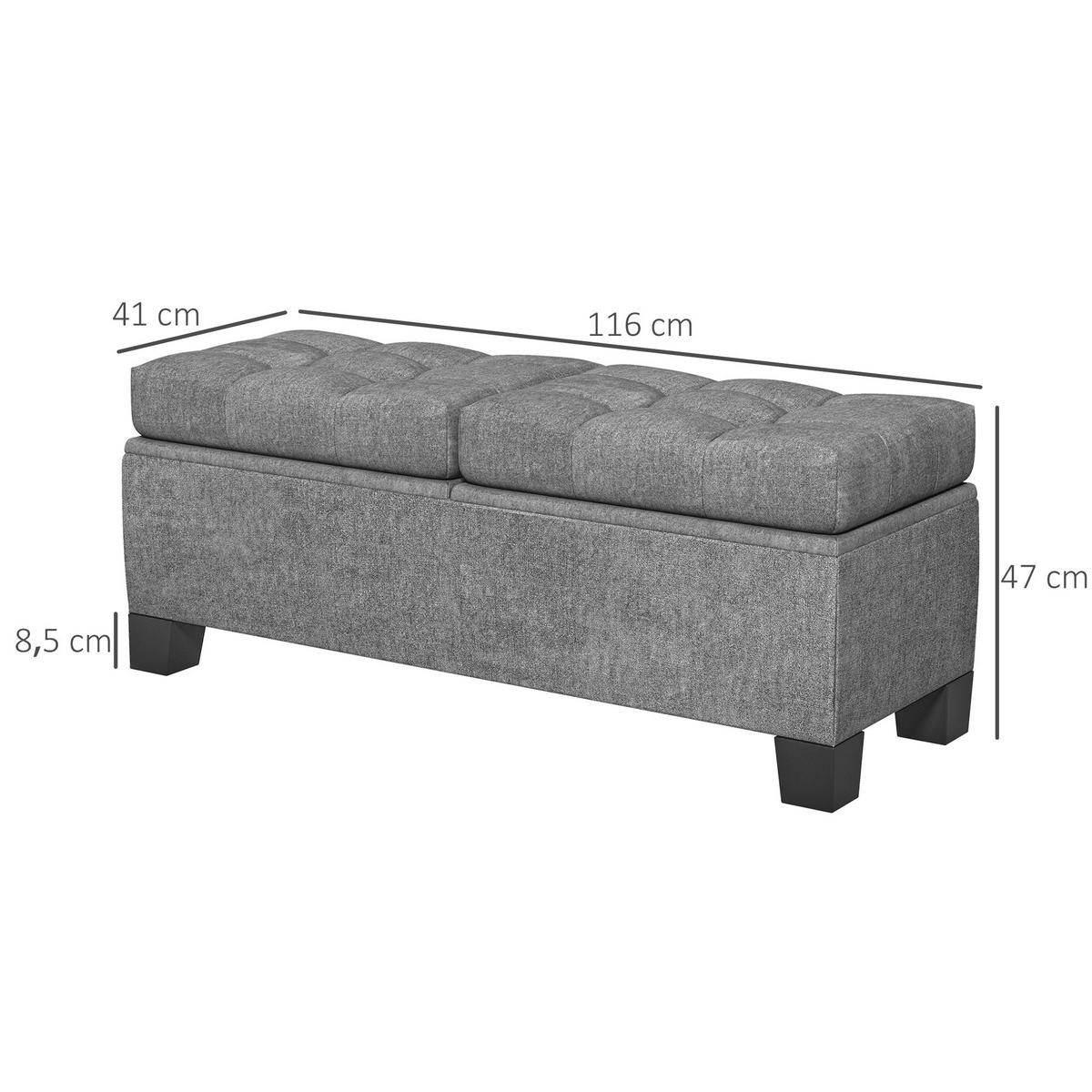 TRUHENBANK mit Leinenoptik - Schwarz/Grau, Holzwerkstoff/Textil (41/47/116cm) - HOMCOM