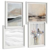 BILDER SET 4er Set - 50x50 cm & 40x60 cm Weißer Rahmen - Abstrakte Erdmuster - Weiß, Kunststoff (50/50cm) - TULUP