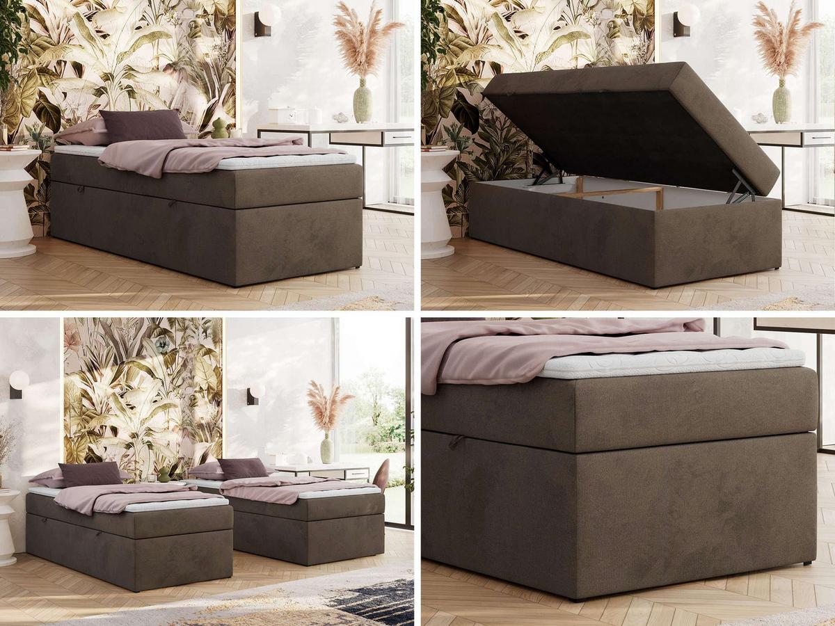 BOXBETT ZERO 90/200 - Braun Velvet - H3 - Topper Visco - Braun, Textil (90/200cm) - MKS