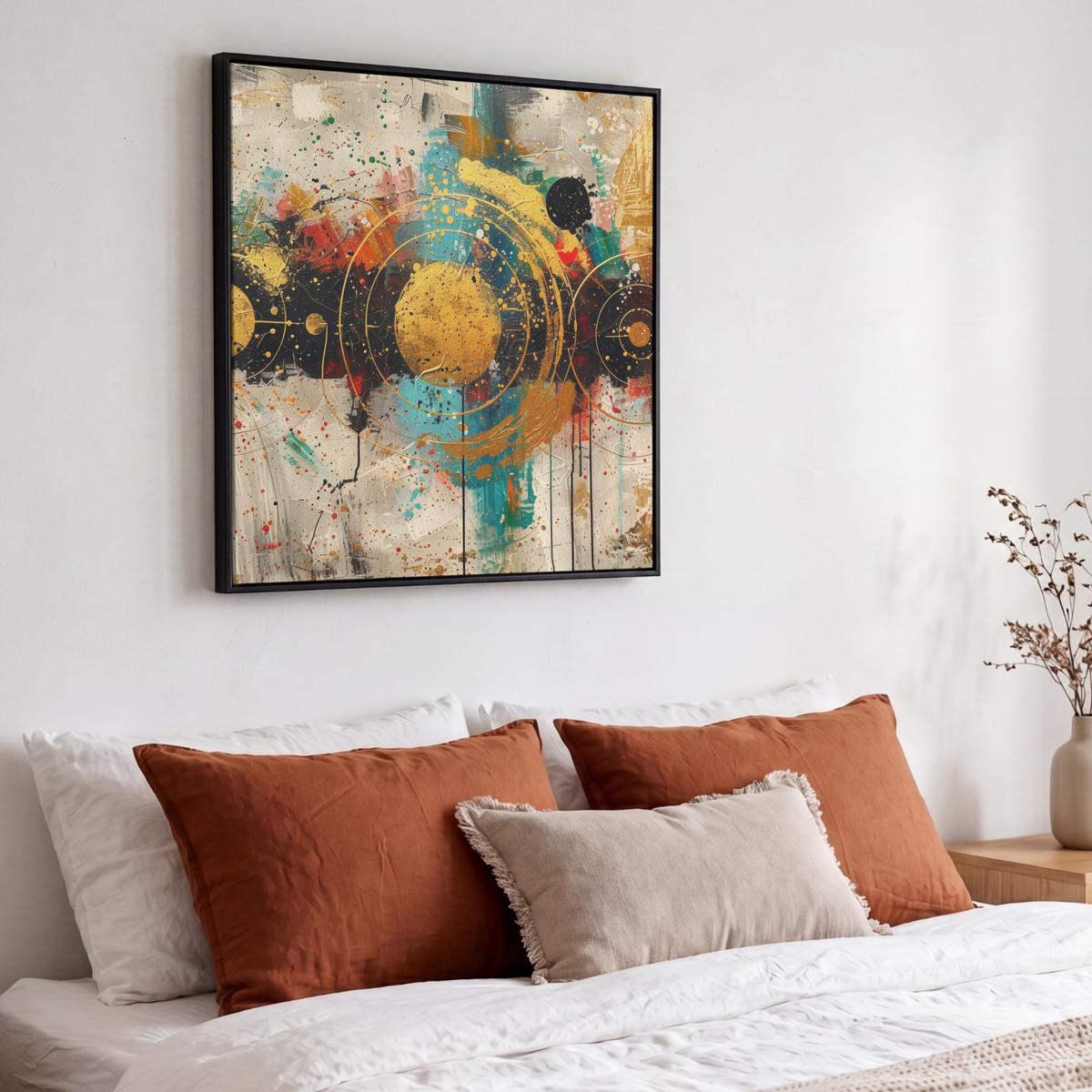 LEINWAND Bilder mit Rahmen - Abstrakt - Kunst - Gold - Modern - 50x50 - Multicolor, Textil (50/50cm) - MuchoWow