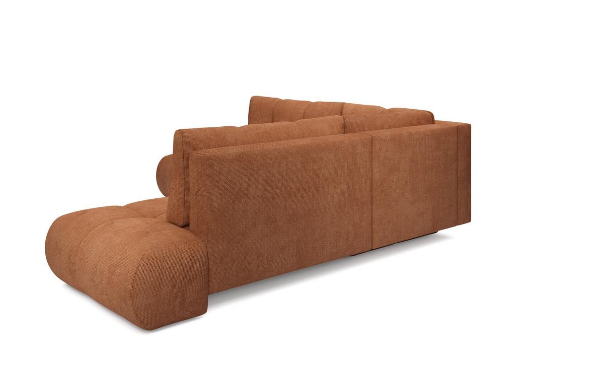 ECKSOFA DUCA II R-S Orange Chenille mit Schlaffunktion - Dunkelorange, Holz (266.5/266.5cm) - MASSENO