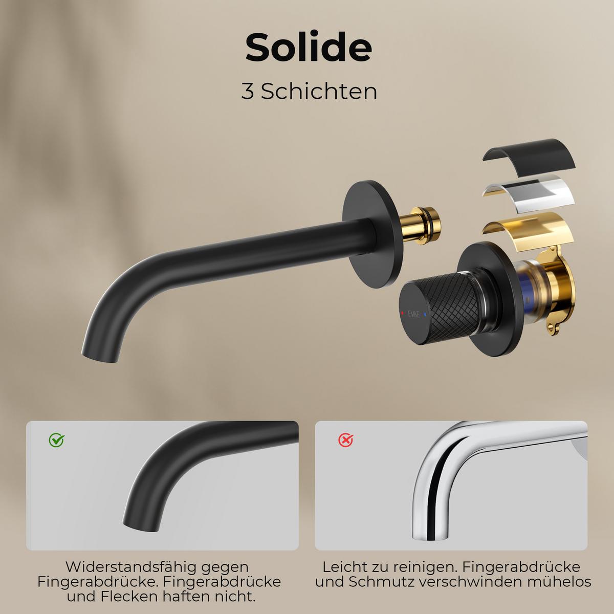 WASCHTISCHARMATUR Unterputz Schwarz 28,1/14 cm - Schwarz, Metall (28.1/14/6.5cm) - EMKE