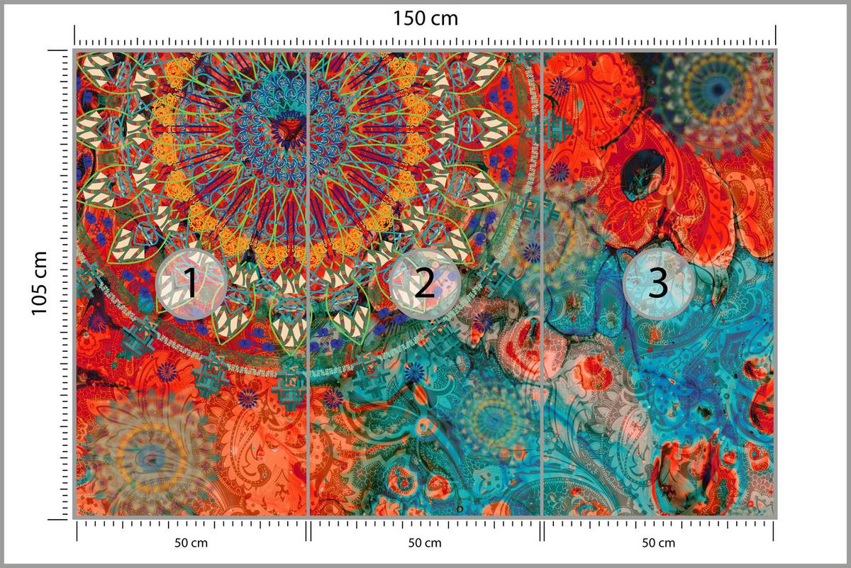 FOTOTAPETE für Wohnzimmer Farbenfrohe Mandalas Abstraktion Muster 150x105 - Multicolor, Papier (150/105cm) - Muralo