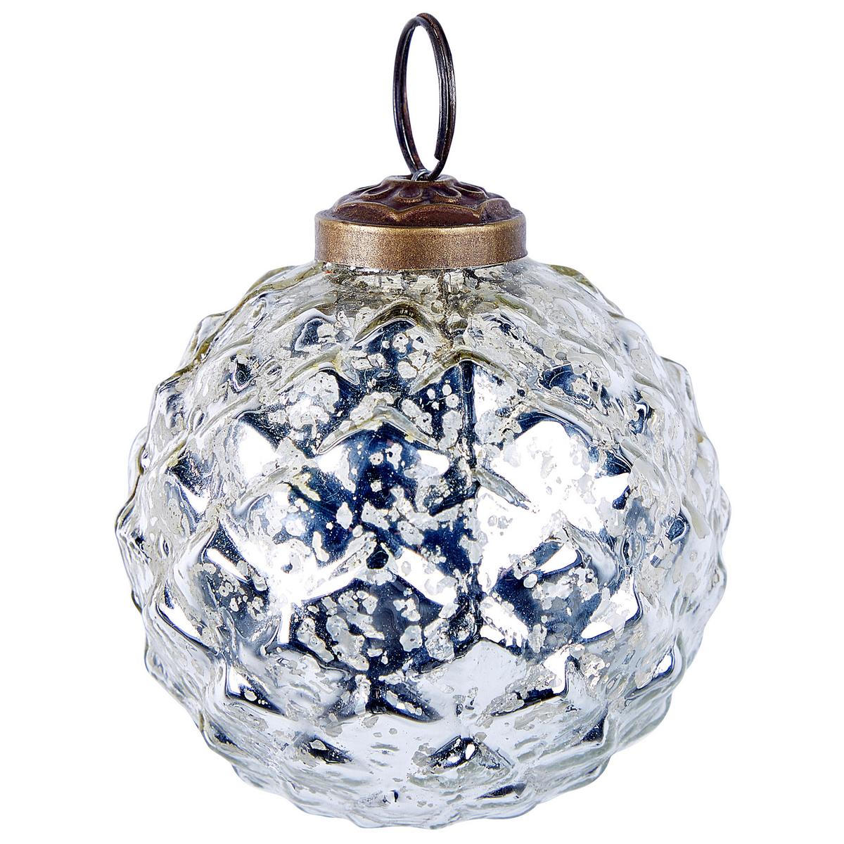 WEIHNACHTSKUGEL 6er Set Glas Silber Argentin - Silberfarben, Glas (10/14/10cm) - Beliani