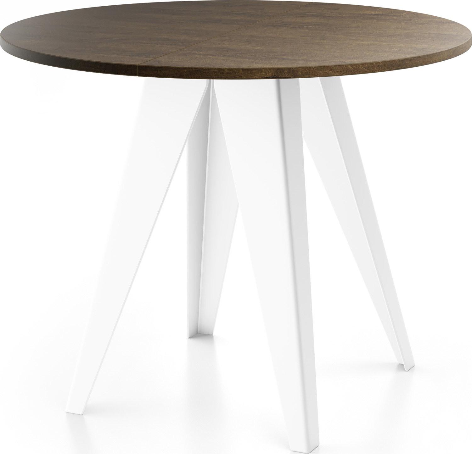ESSTISCH Griffin runder ausziehbarer, Lefkas Eiche 90-130/100/76 cm - Alteiche/Weiß, Holzwerkstoff/Metall (90/130/76cm) - WFL GROUP