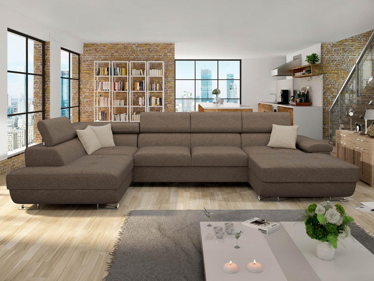 WOHNLANDSCHAFT Cotere Bis, Seite: Links - Braun, Holz (345/91/202cm) - MIRJAN24