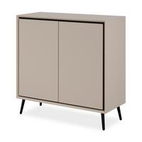 KOMMODE sand, schwarz 90 cm, Sideboard mit Soft-Close - Sandfarben/Schwarz, Holzwerkstoff/Kunststoff (90/90/38cm) - Furn.Design