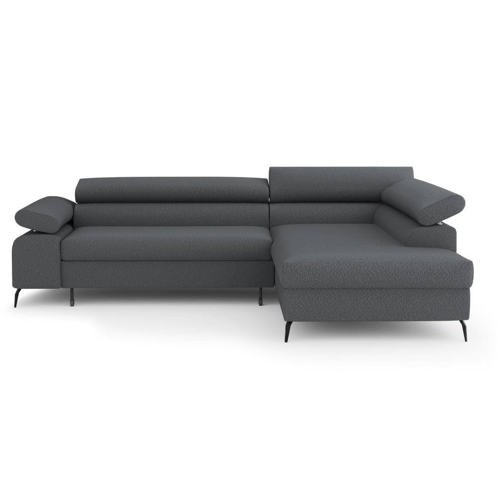ECKSCHLAFSOFA Mellow mit Bettkasten, Dunkelgrau, rechts - Dunkelgrau/Schwarz, Textil (270/205cm) - Beautysofa