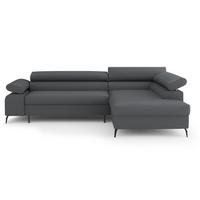 ECKSCHLAFSOFA Mellow mit Bettkasten, Dunkelgrau, rechts - Dunkelgrau/Schwarz, Textil (270/205cm) - Beautysofa