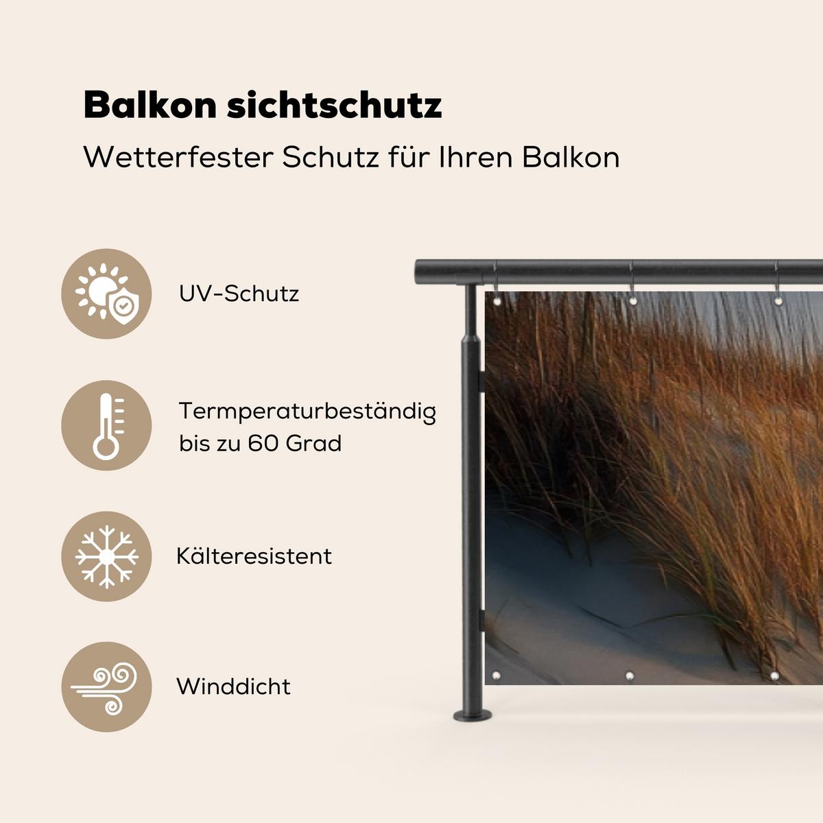 BALKON-SICHTSCHUTZ Strand - Dünen - Sonnenuntergang Balkon Deko 500x75 cm - Sandfarben, Kunststoff (500/75cm) - MuchoWow