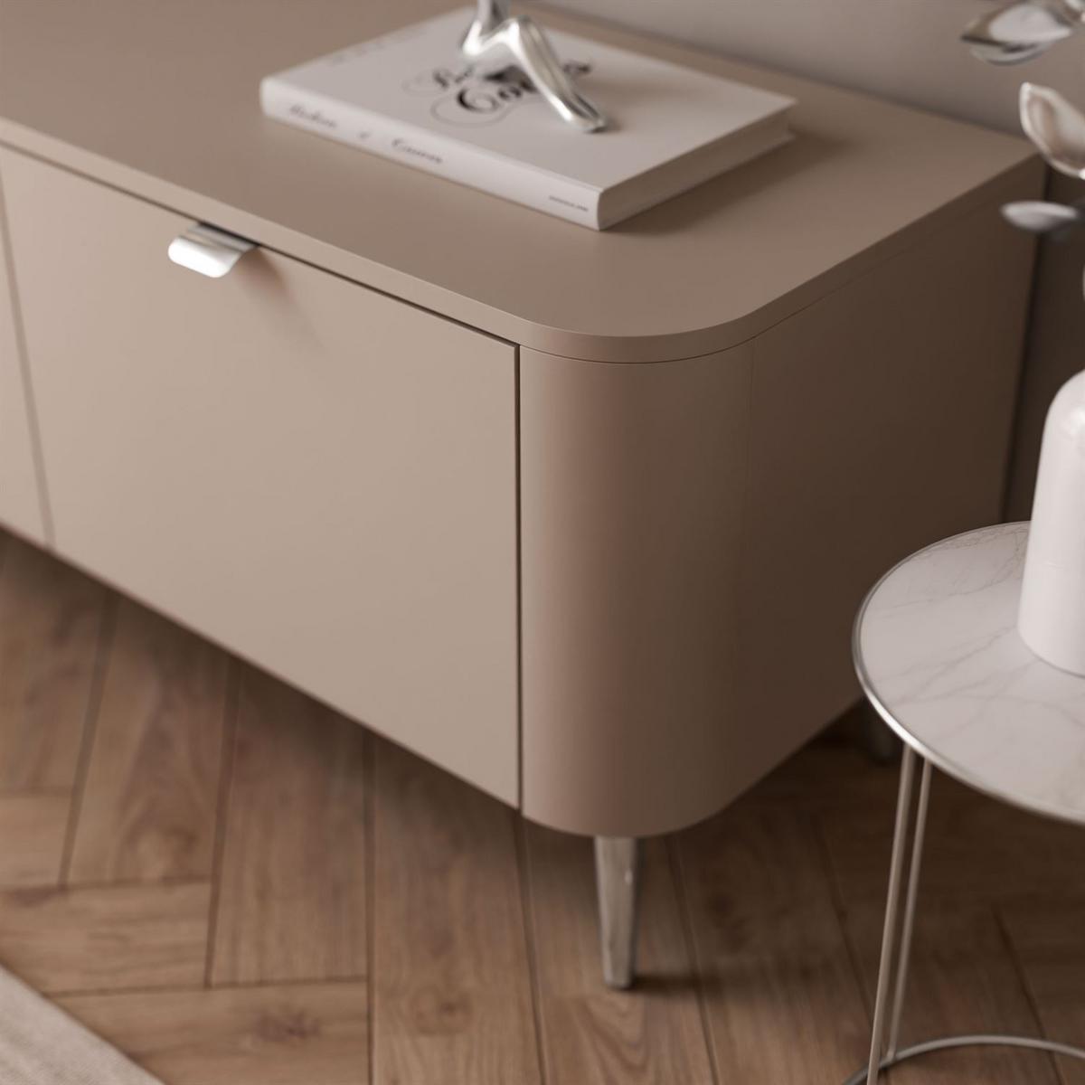 TV-SCHRANK CELESTE 200 cm mit Beleuchtung an den Silber Chrom Füßen - Kaschmir, Holzwerkstoff (200/46.5/40cm) - Lookway