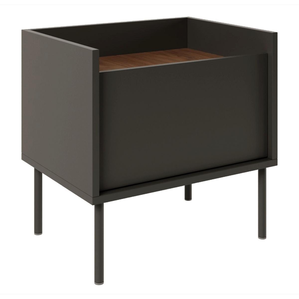 NACHTTISCH Tovi Schwarz / Holzoptik Nussbaum 50 cm - Schwarz, Holzwerkstoff/Metall (48.2/48.5/36.4cm) - Selsey