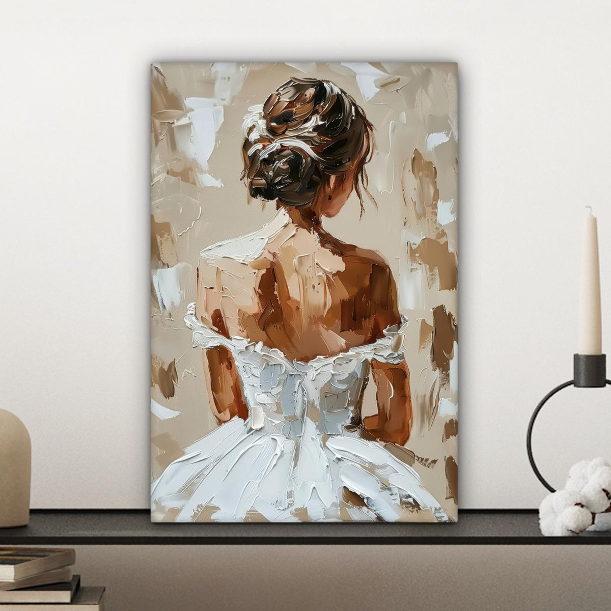 LEINWANDBILD Frau - Farbe - Abstrakt - Beige - Modern Deko Wohnzimmer 20x30 cm - Sandfarben, Textil (20/30cm) - MuchoWow